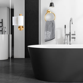 Kinbrace brushed gold toilet paper holder complements compact spaces with secure design