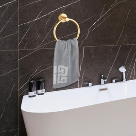 Kinbrace gold towel ring ideal for hanging kitchen towels near the sink.