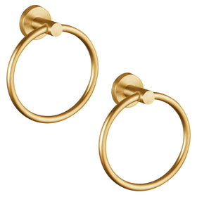 Kinbrace gold round towel ring on wall mount for easy towel access.