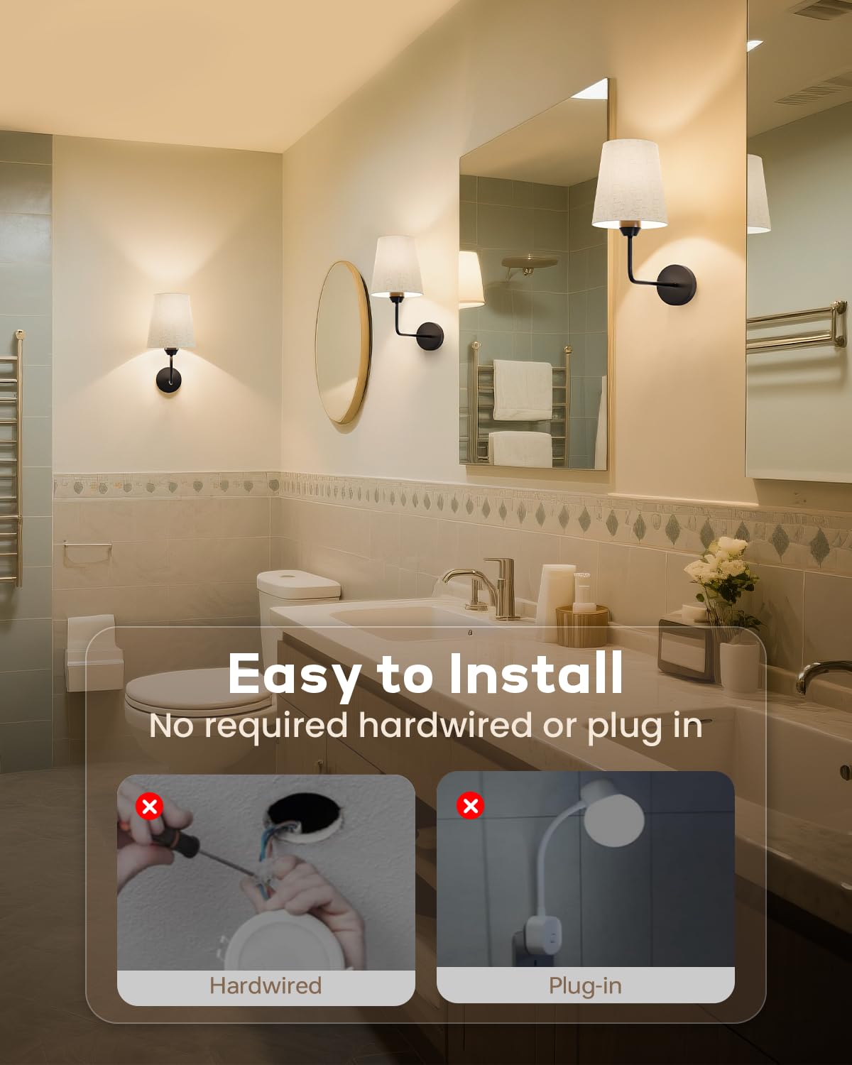KINDEEP easy cordless installation with included screws and wrench