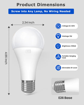 KINDEEP remote and top-bulb button offer flexible control.