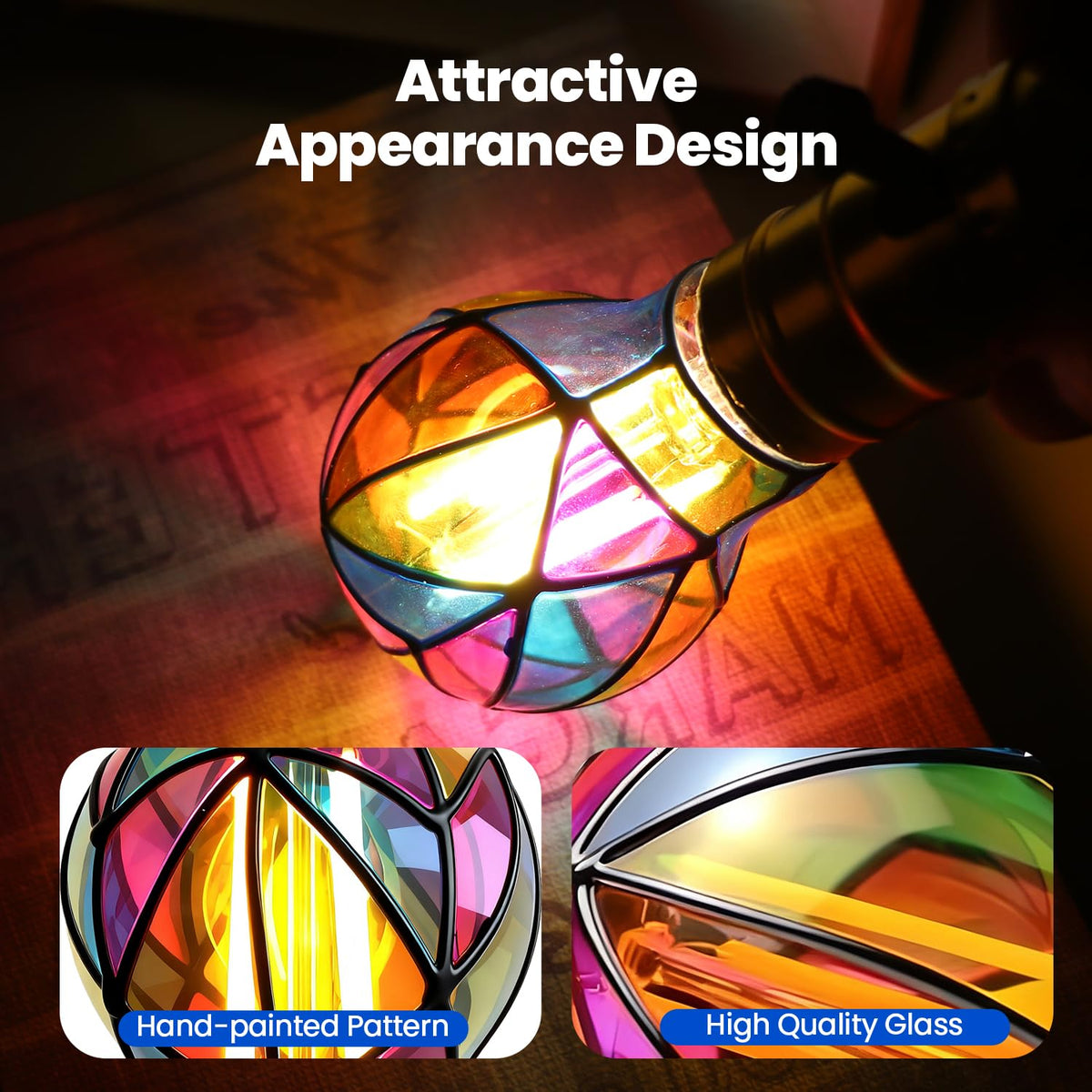 KINDEEP A19 color bulb showcases vivid colors in Edison fixtures