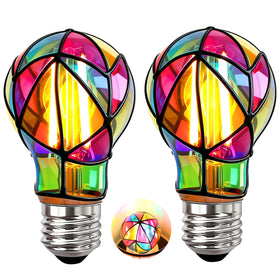 KINDEEP stained glass bulb with rainbow mosaic for cozy living spaces