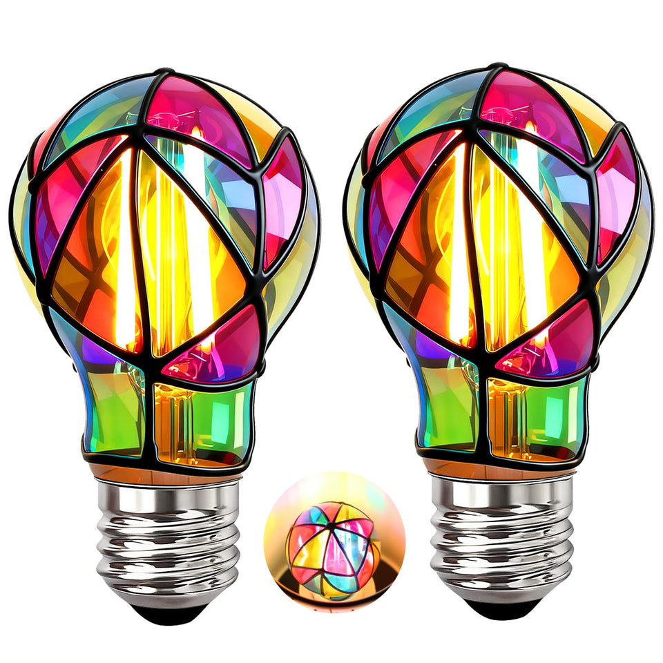 KINDEEP stained glass bulb with rainbow mosaic for cozy living spaces