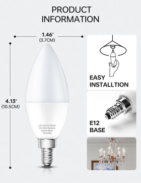 KINDEEP chandelier bulb LED dimmable 5000K daylight for elegant fixtures