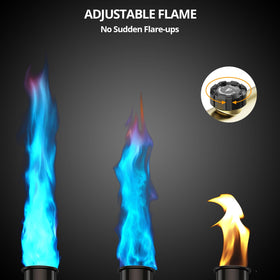 KinetiFire flame control top knob showing adjustable flame settings.