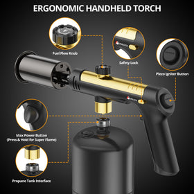 KinetiFire windproof outdoor torch designed for camping and BBQ use.
