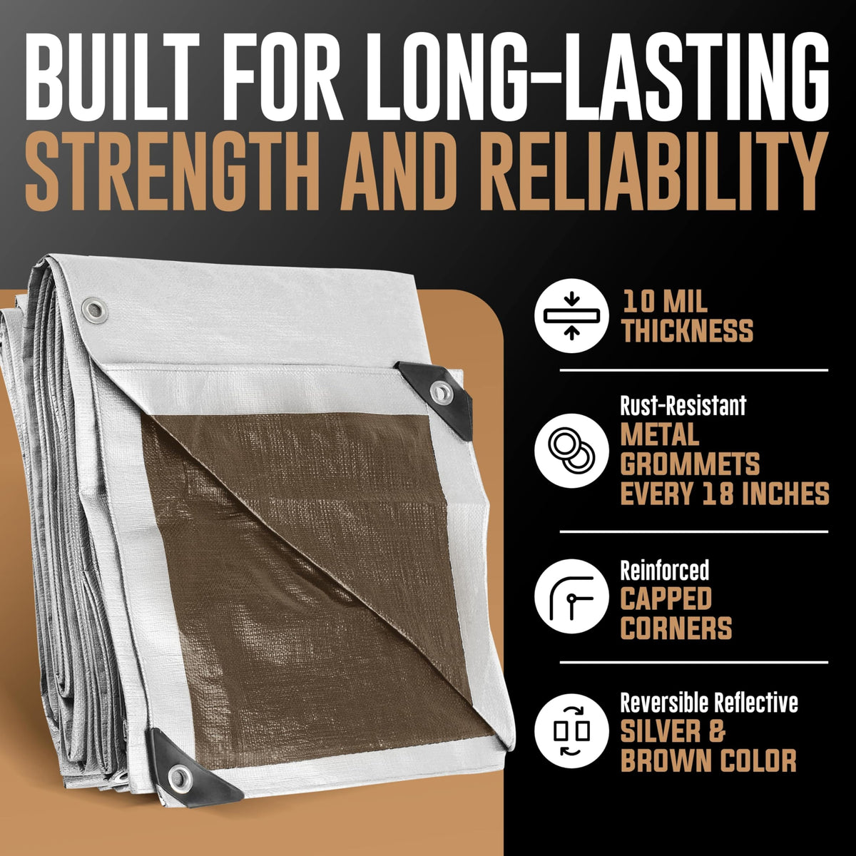 King-A-Ma-Jigs tarp with grommets every 18 inches for secure ties.