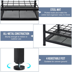 Kingarage corner organizer with adjustable feet stabilizes on uneven ground.