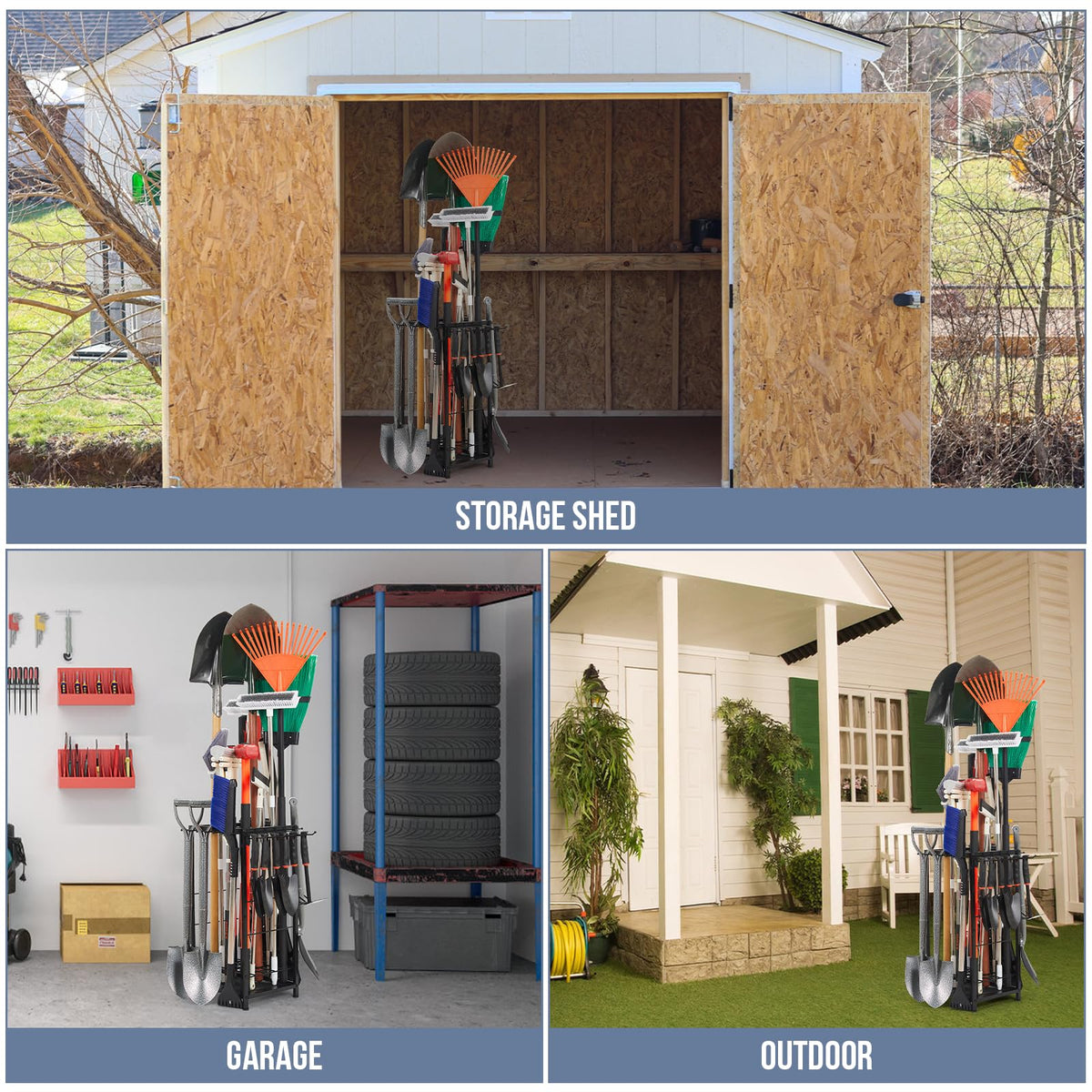 Kingarage heavy-duty steel frame conveys durability for outdoor shed use.