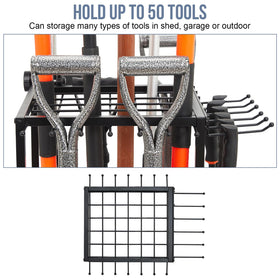 Kingarage tool organizer holding 50 tools demonstrates spacious storage solution for garage.