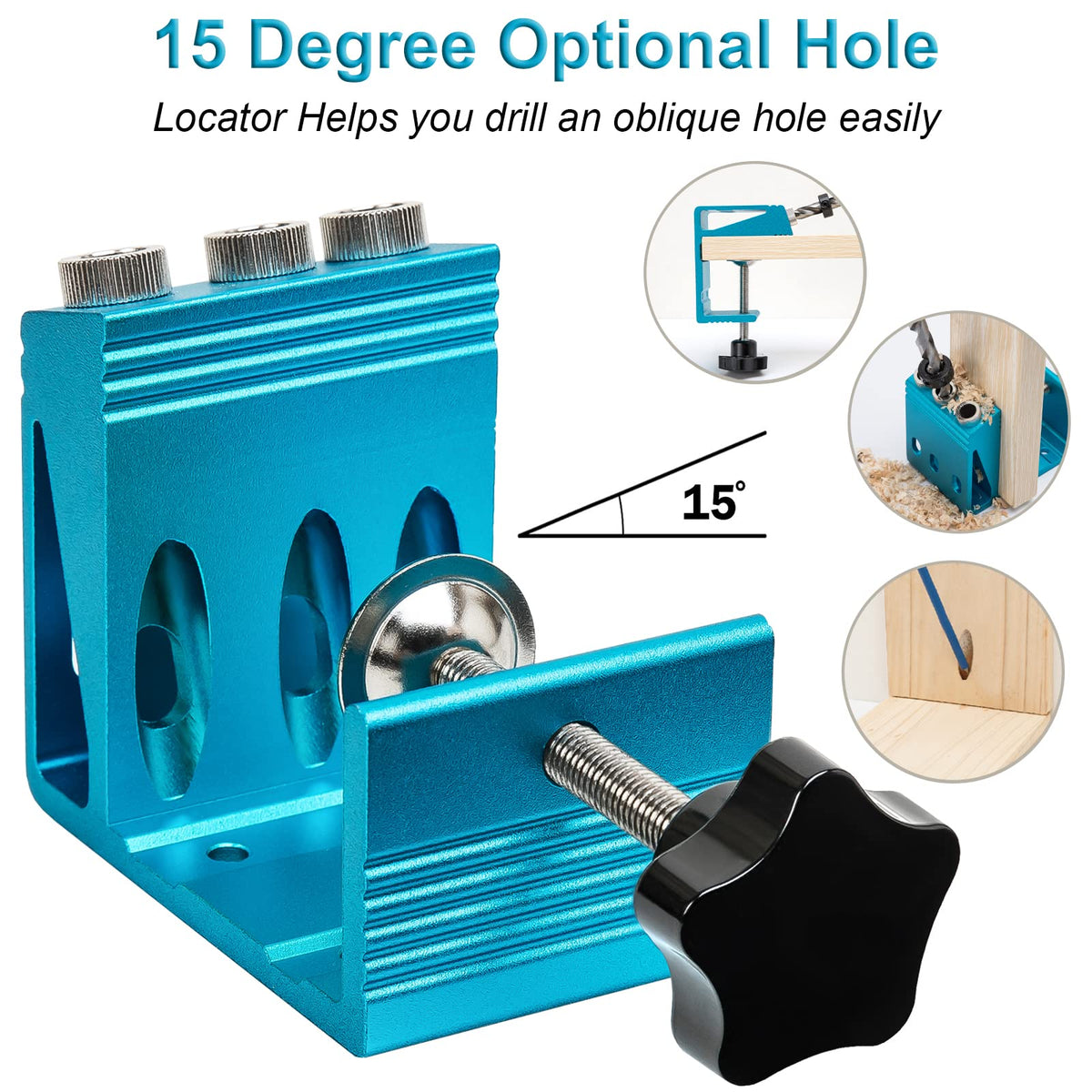 KingBaas jig demonstrates the 15 degree angle for precise holes.