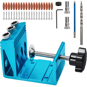 KingBaas pocket hole jig kit with angled drill enables flush screw connections.