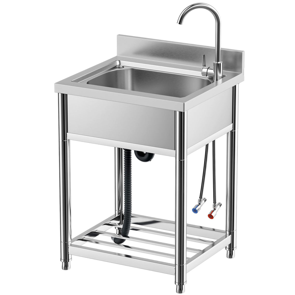 KINGBO free-standing sink with faucet for efficient kitchen cleanup