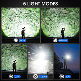 KingCAESAR 3-pack flashlight battery display indicates remaining power
