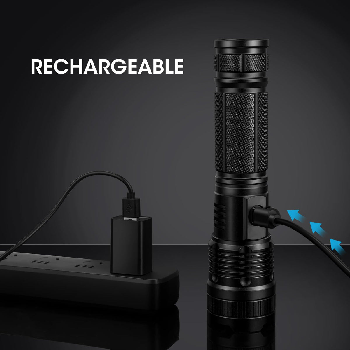 KingCAESAR 3-pack flashlight beam distance illustration up to 3280 feet