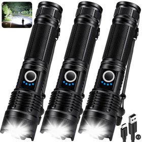 KingCAESAR 3-pack flashlight front view with ultra-bright beam for home use