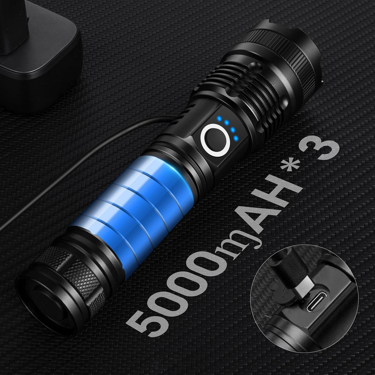 KingCAESAR 3-pack flashlight USB charging for fast recharging