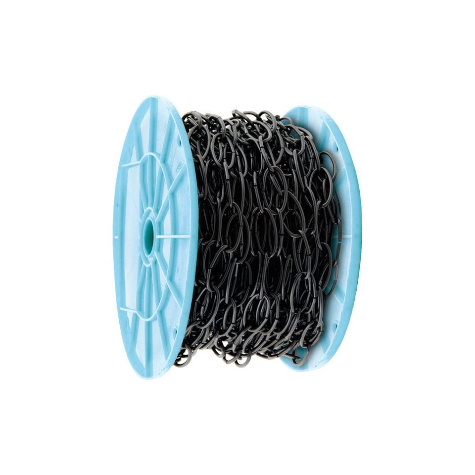 KingChain 536521 open oval chain on a reel for easy hanging decor.