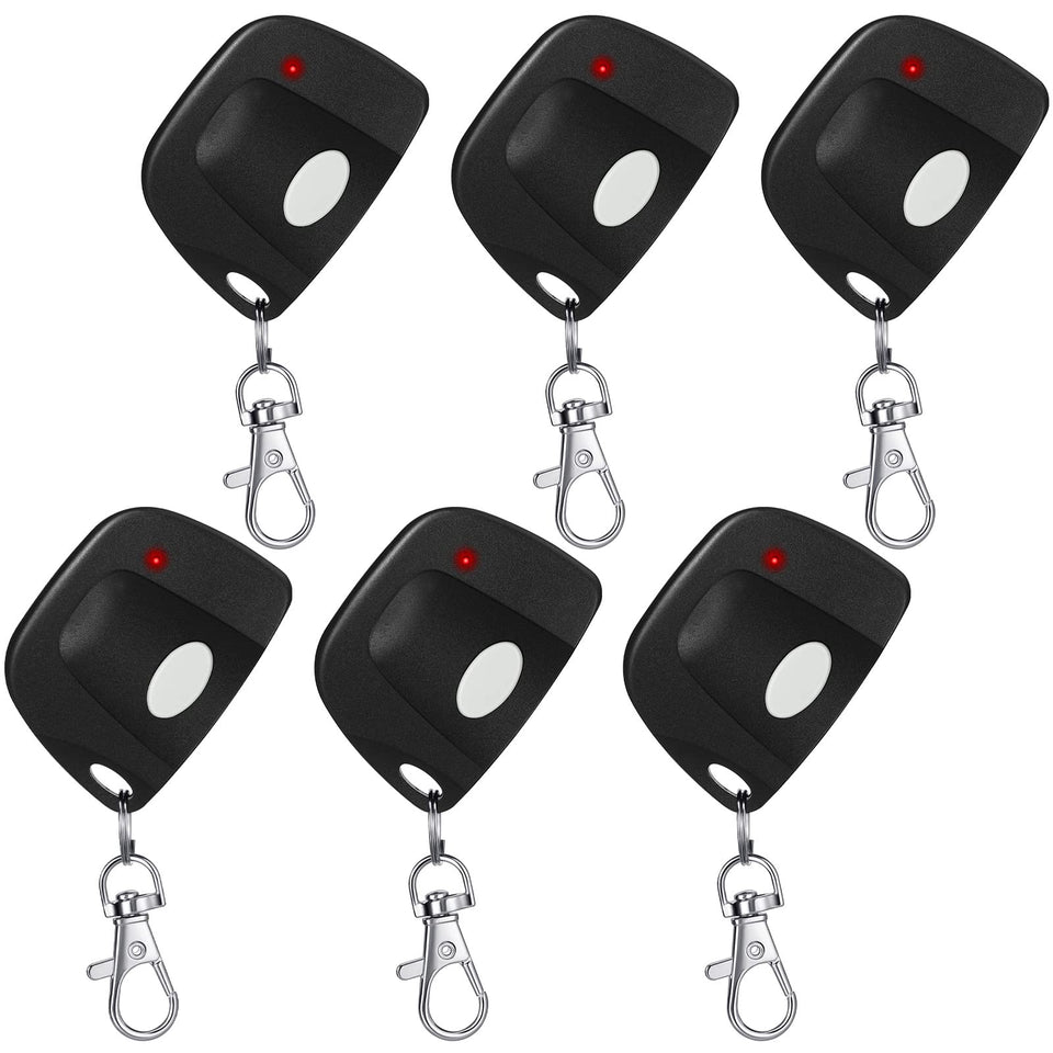 Kingdder 6-pack garage door remotes with DIP switches, compatible with Linear Delta 3 310MHz for secure access.