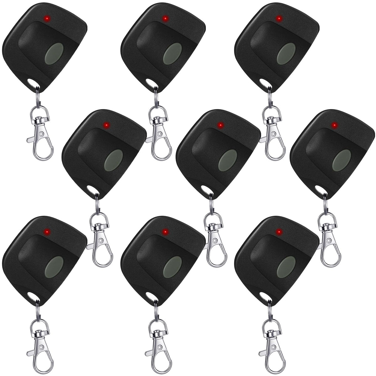 Kingdder 9-pcs garage door remotes with keychain for convenient access.