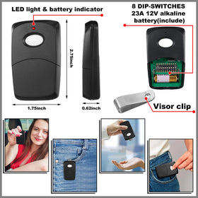 Kingdder garage door remote on a compact keychain for portable use.