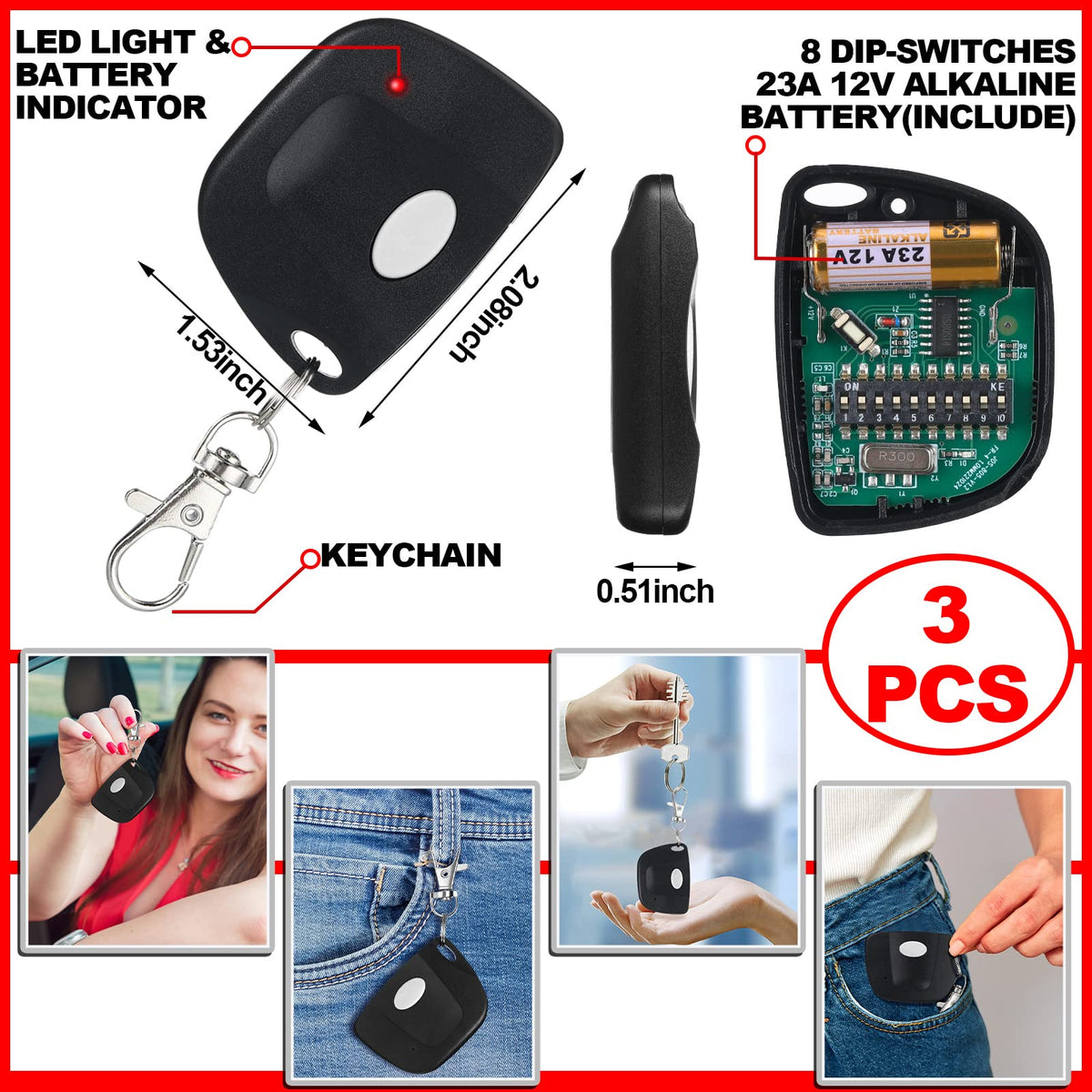 Kingdder gate opener remote white front view for convenient control