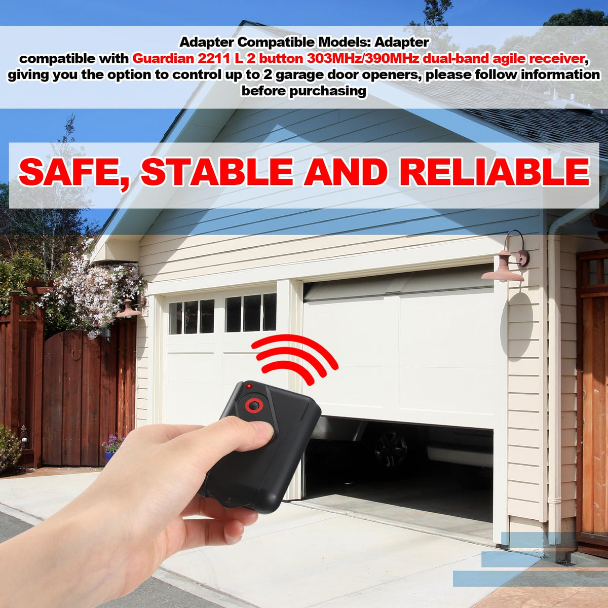 Kingdder remote clipped to visor for hands-free convenience