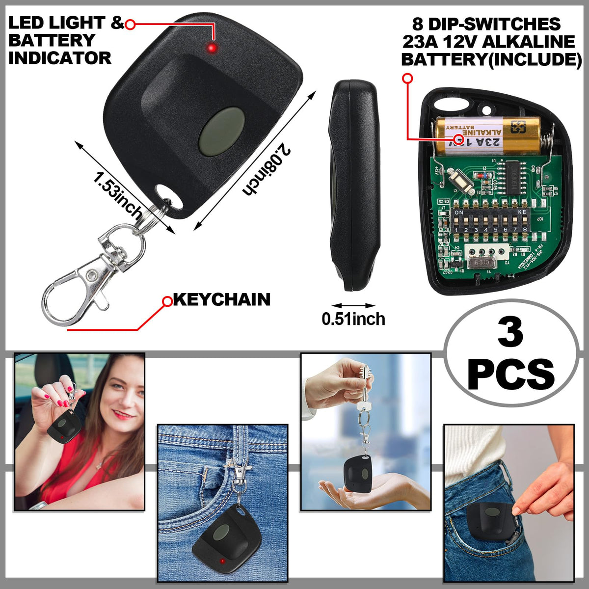 Kingdder remote keychain design showing portable carry and quick access