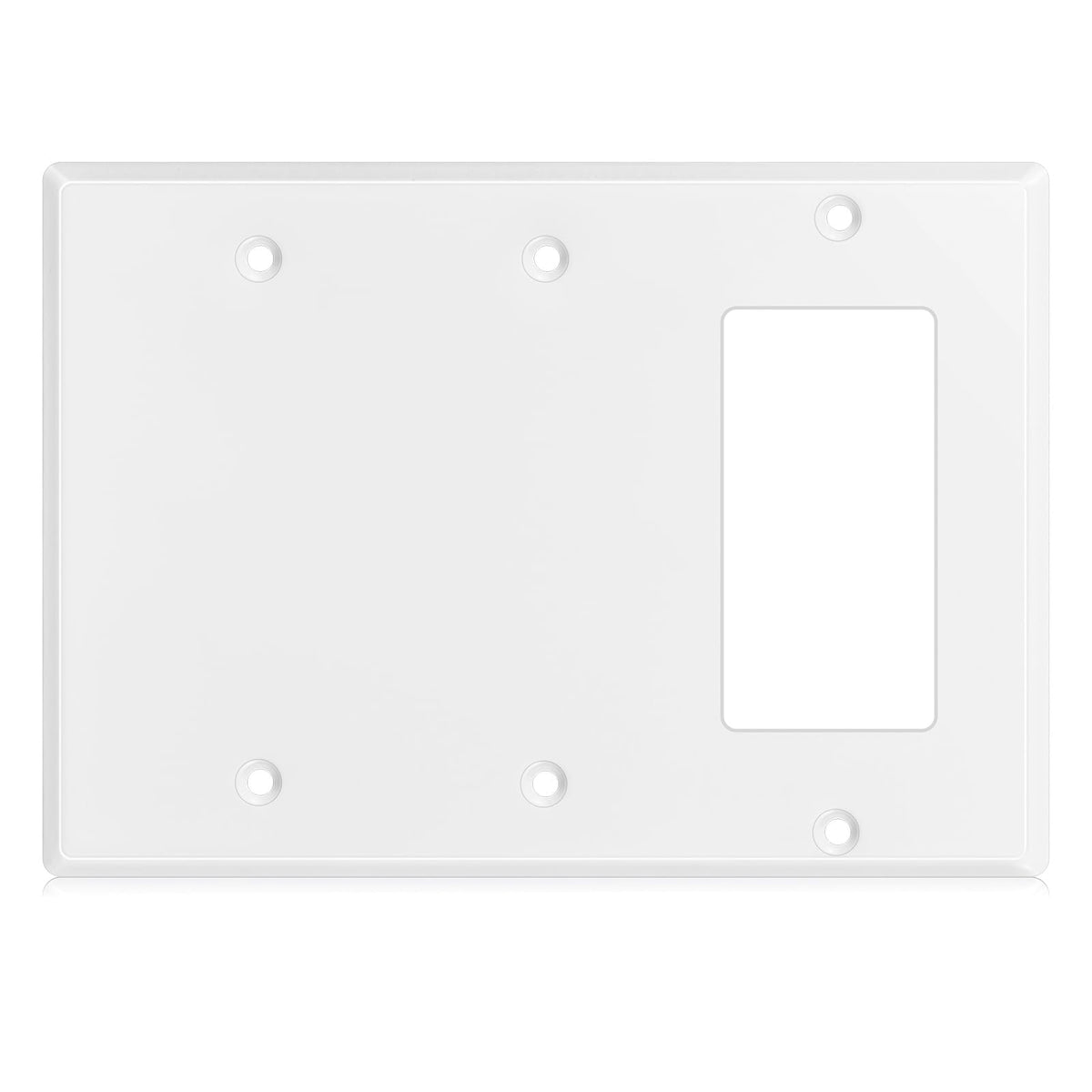 Kingdder three-gang wall plate in stainless steel with white gloss finish.