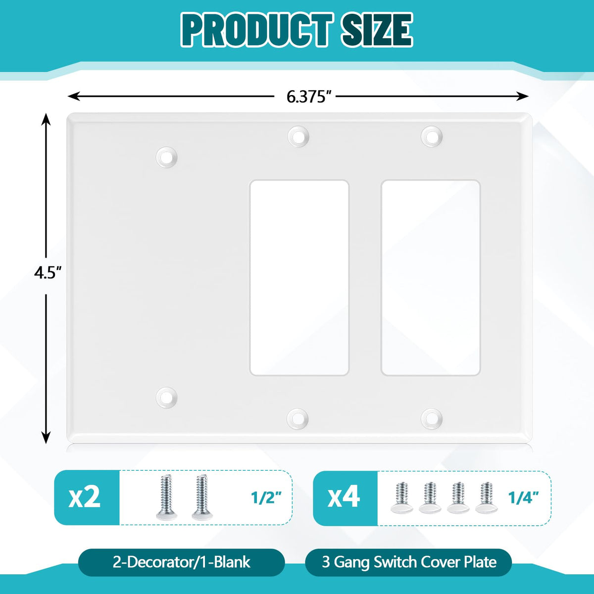 Kingdder wall plate with two decorator holes and one blank plate for cohesive design
