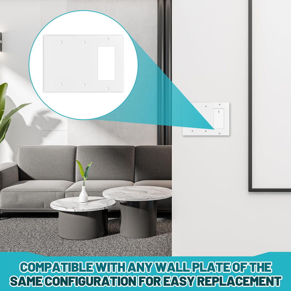 Kingdder wall plate with matching screws for quick installation.