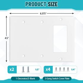 Kingdder wall plate showing two blank covers for concealing openings.