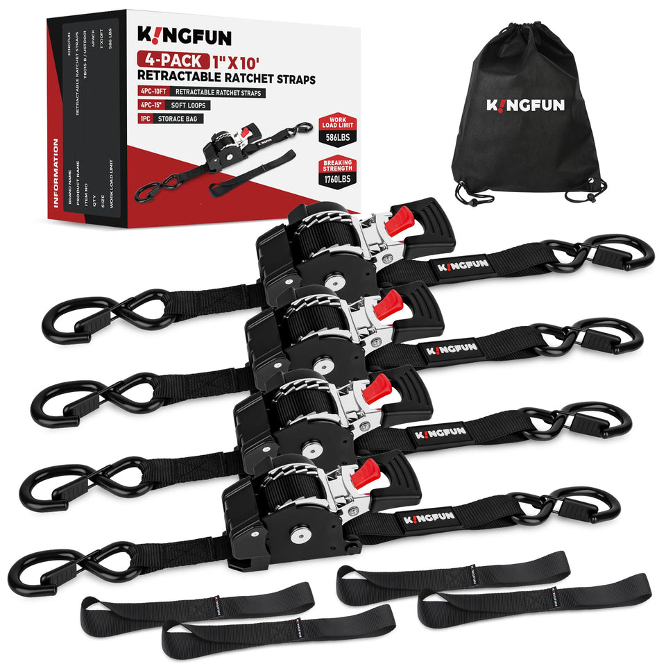 Kingfun retractable strap neatly rolled after use, ideal for tangle-free storage.