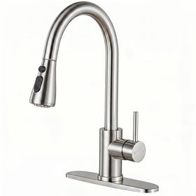 KINGO HOME brushed nickel faucet close-up shows durable finish