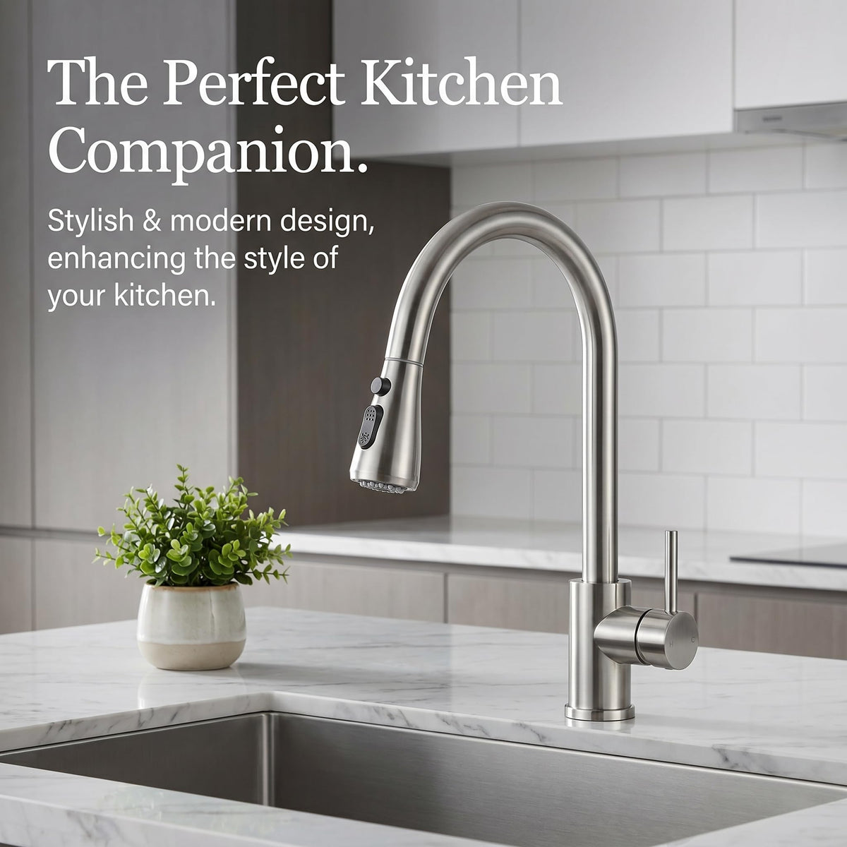 KINGO HOME pull-down sprayer in action for versatile sink cleaning