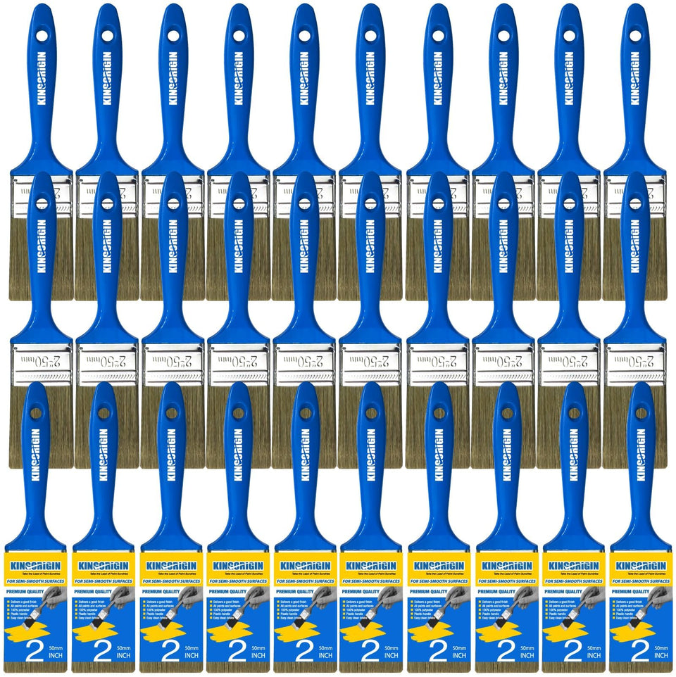 KingOrigin 30-pack 2-inch brushes for versatile walls and trim coverage.