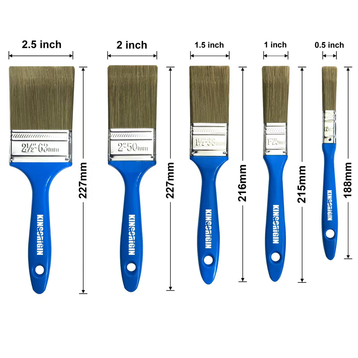 KingOrigin 1-inch brush ideal for smooth coverage on trims and walls.