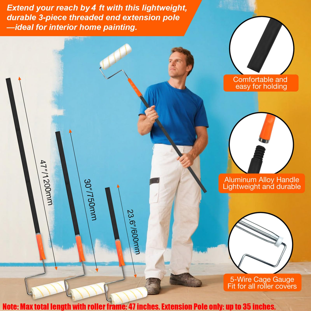 KingOrigin 9-inch roller frame securely holds the roller during painting.