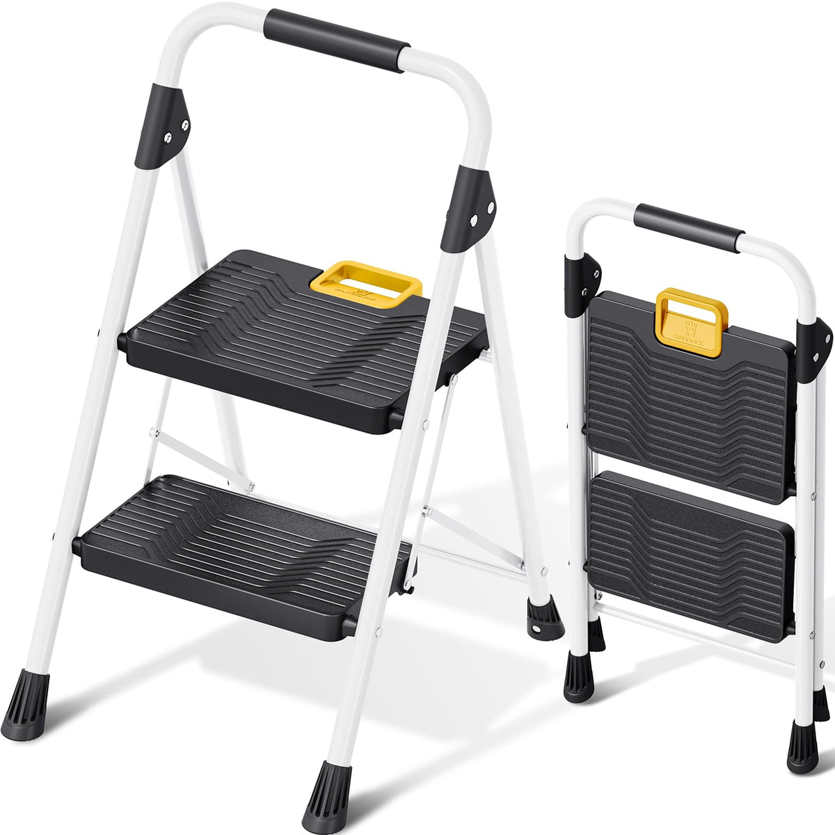 KINGRACK 2-step folding ladder ready for sturdy reach and easy setup