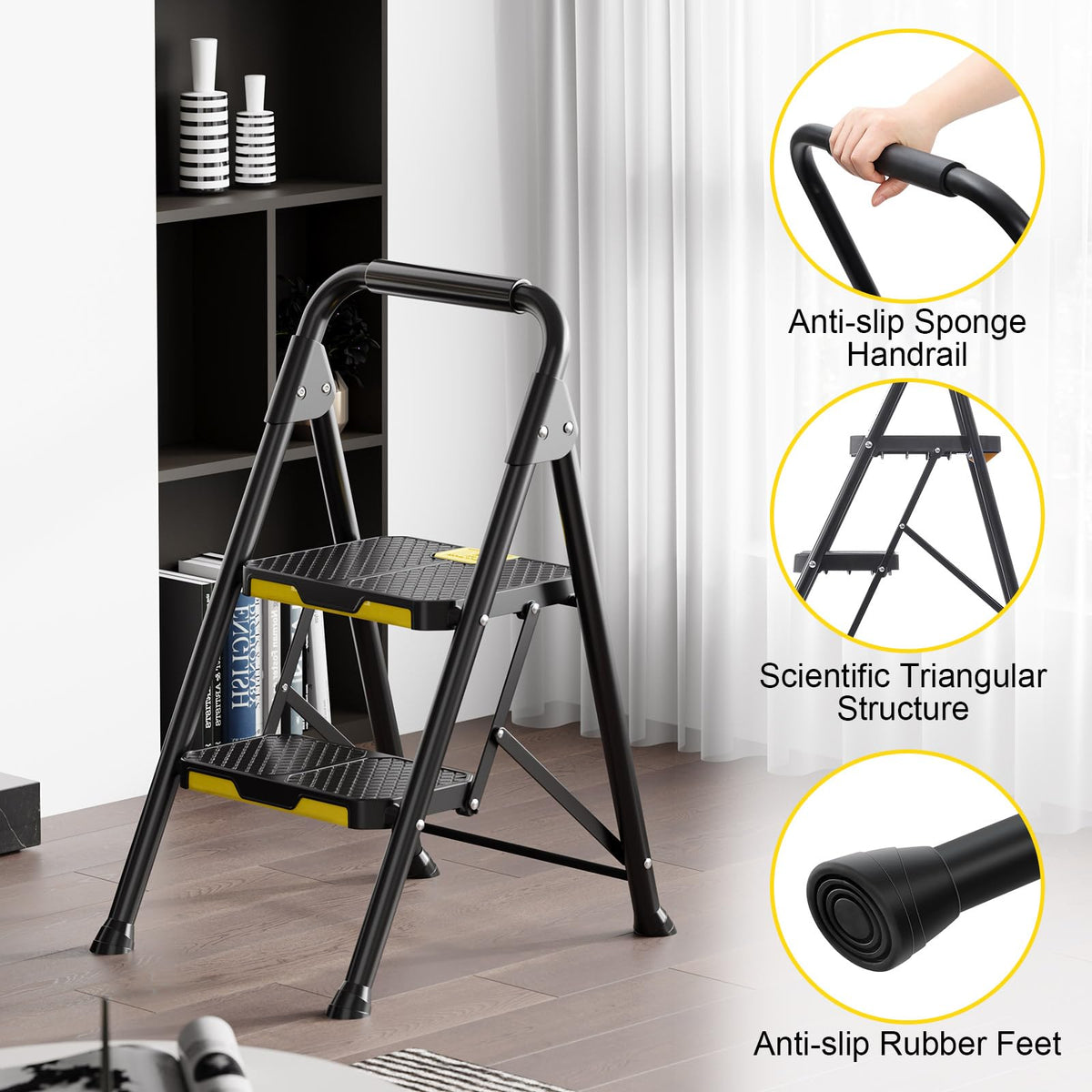 KINGRACK 2 Step Ladder side view showing compact profile.