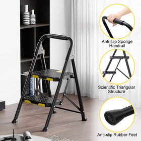KINGRACK 2 Step Ladder side view showing compact profile.