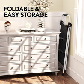 KINGRACK ladder used as a convenient shelf for extra storage.