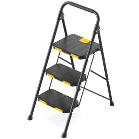 KINGRACK 3 Step Ladder with four feet protects floors during use
