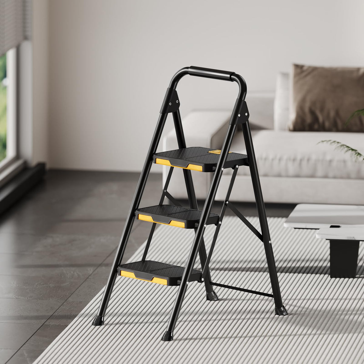 KINGRACK 3 Step Ladder in kitchen use for high cabinet access