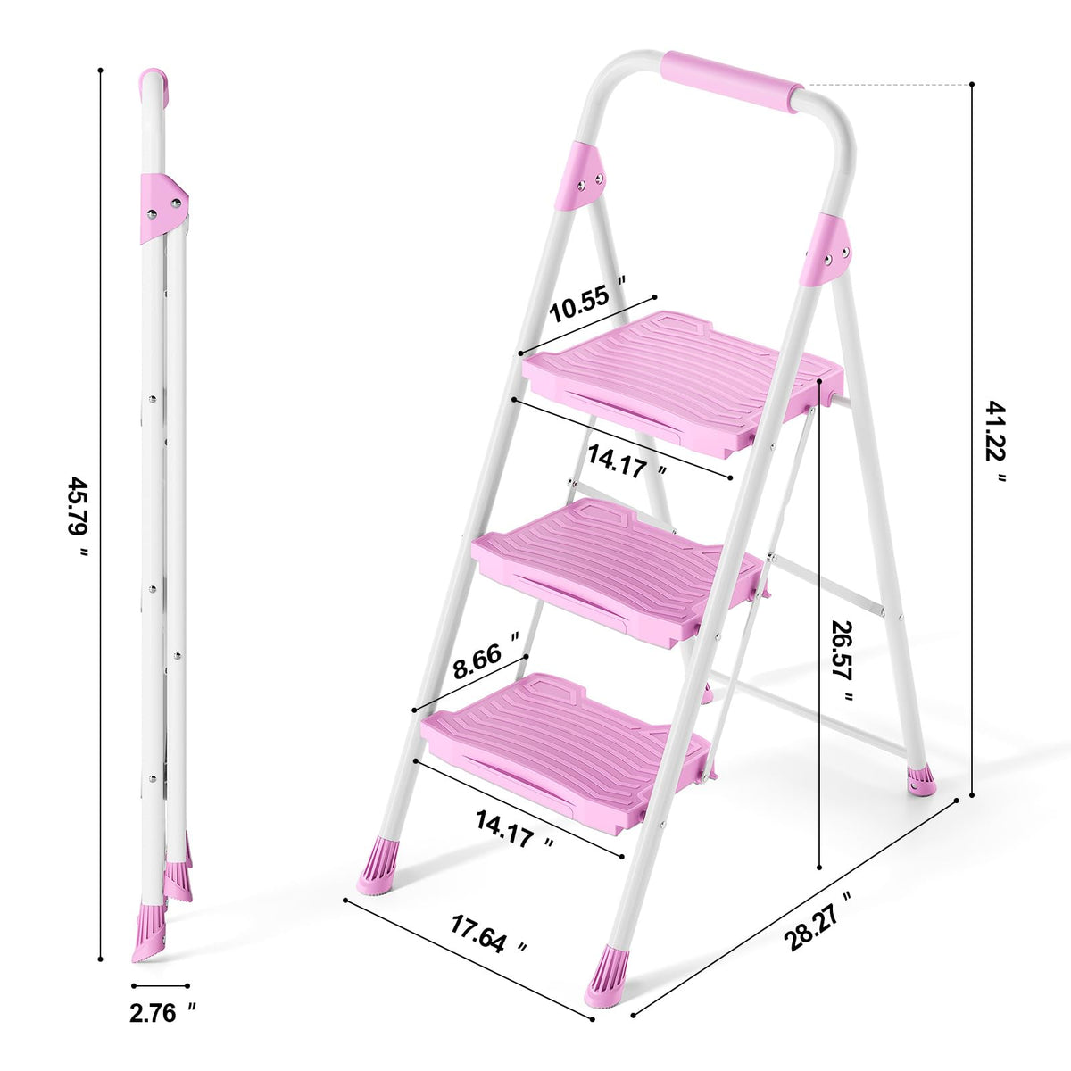 KINGRACK pink ladder ideal for kitchen, garage, and garden tasks