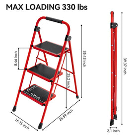 KingRACK 3-Step ladder lightweight steel design for transport