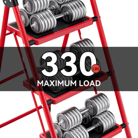 KingRACK 3-Step ladder with wide non-slip pedals for secure footing