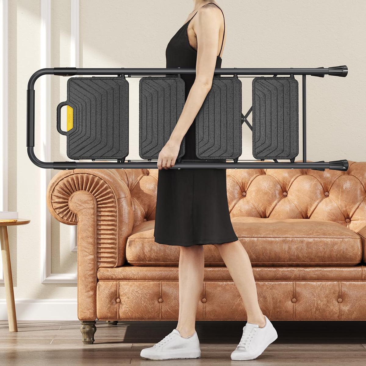 KINGRACK 4-step ladder anti-slip feet stabilize on floors.
