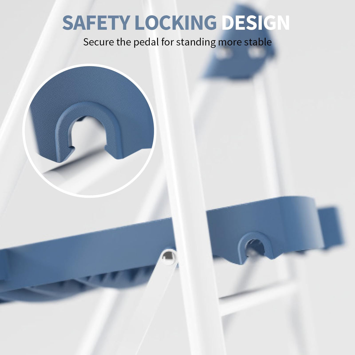 KINGRACK 4 Step Ladder anti-slip pedals for secure footing.